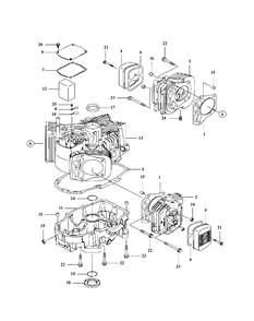 Fh721v-As15 Crankcase And Cylinder Heads Diagram and Parts List for M60-KW 53AB5DCX150-25-HP Cub Cadet Lawn Tractor
